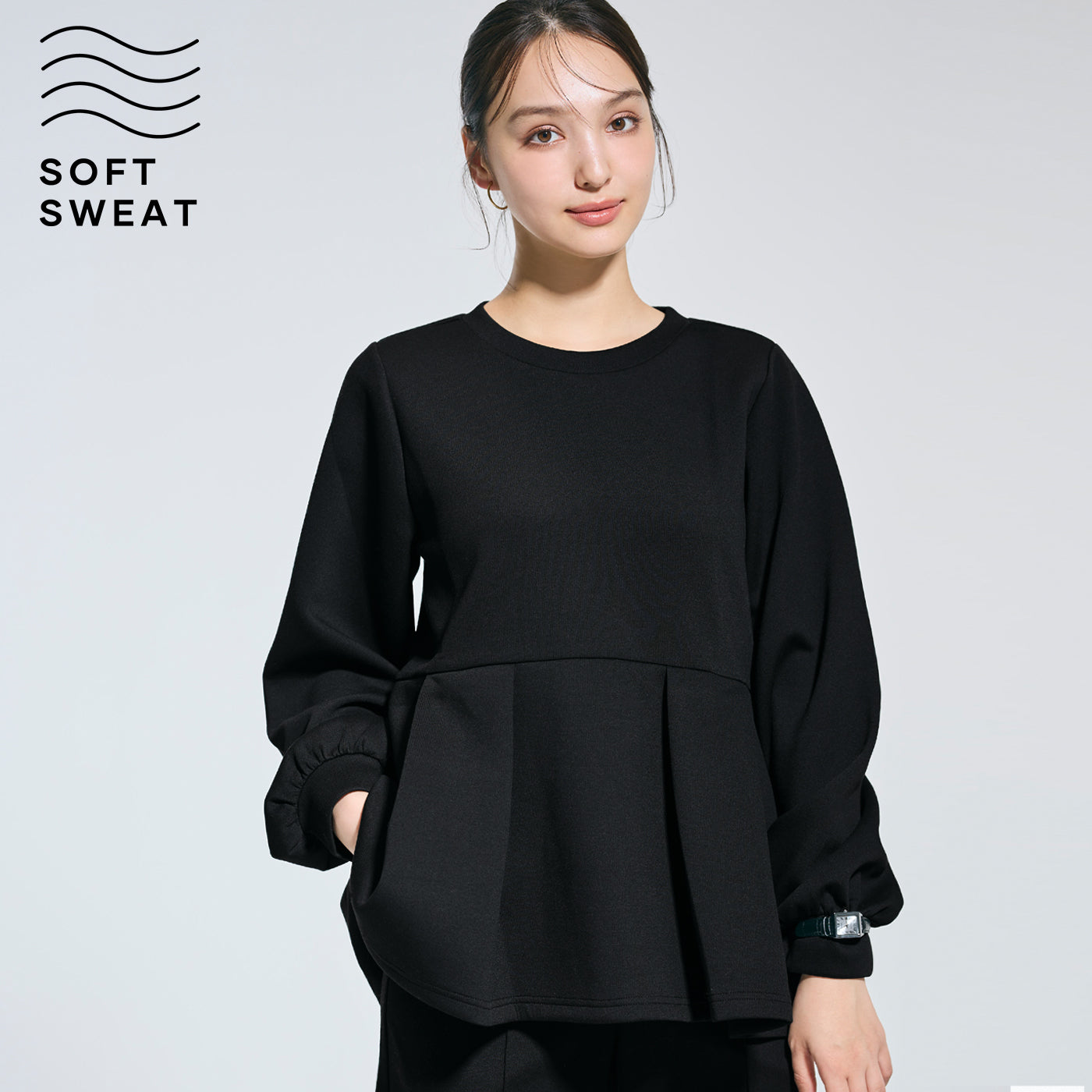 コカ coca ソフトスウェットタックフレアトップス （Black） Black