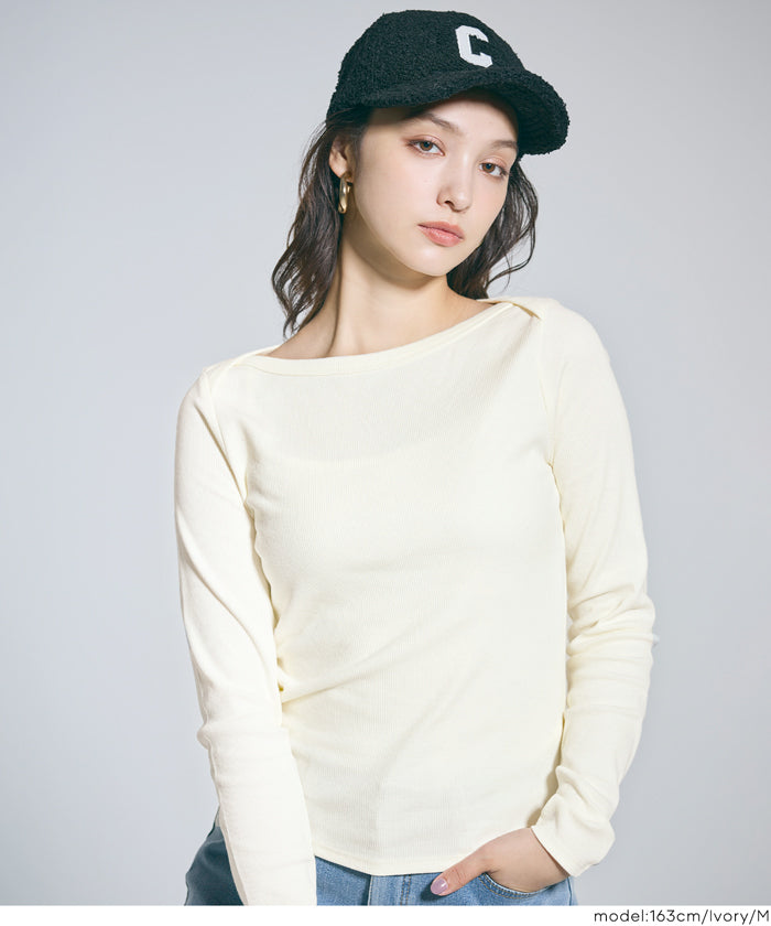 コカ coca リブボートネックカットソー （Wine） Wine