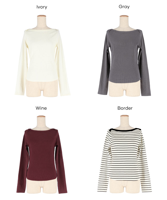 コカ coca リブボートネックカットソー （Wine） Wine