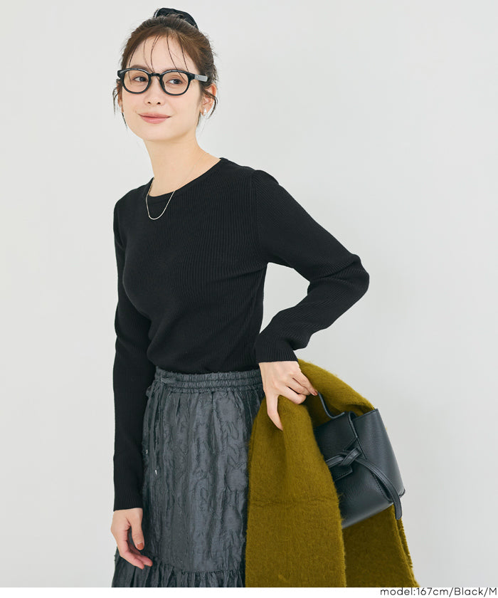 コカ coca 軽量ニット クルーネックラウンドヘム （Black） Black