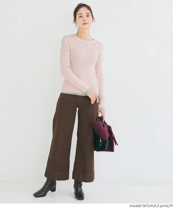 コカ coca 軽量ニット クルーネックラウンドヘム （Black） Black