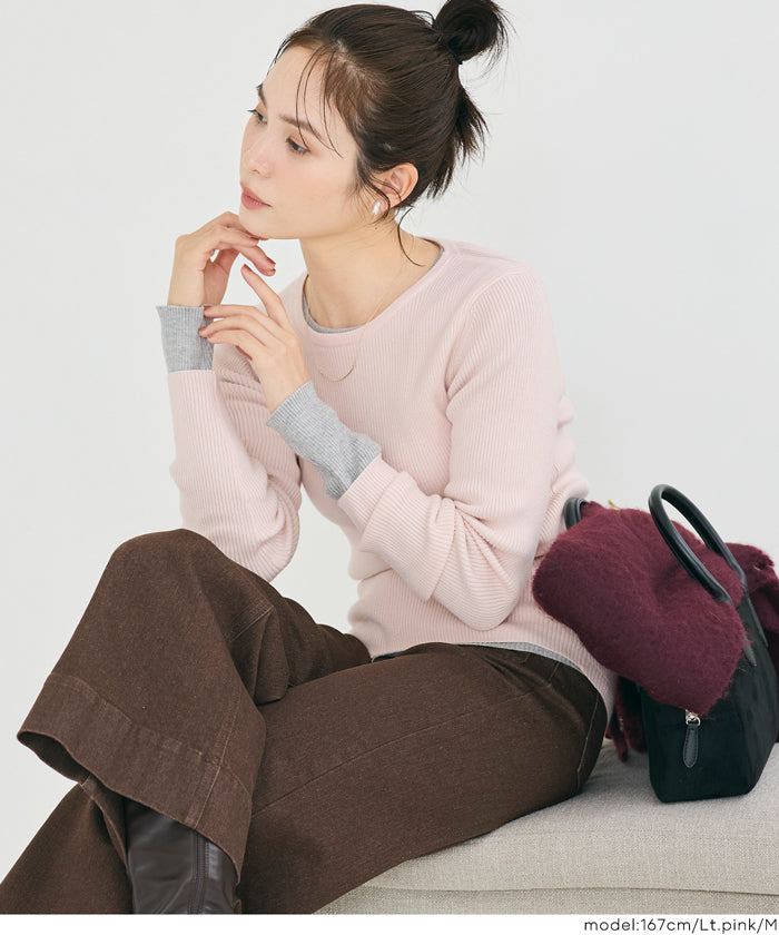 コカ coca 軽量ニット クルーネックラウンドヘム （Black） Black