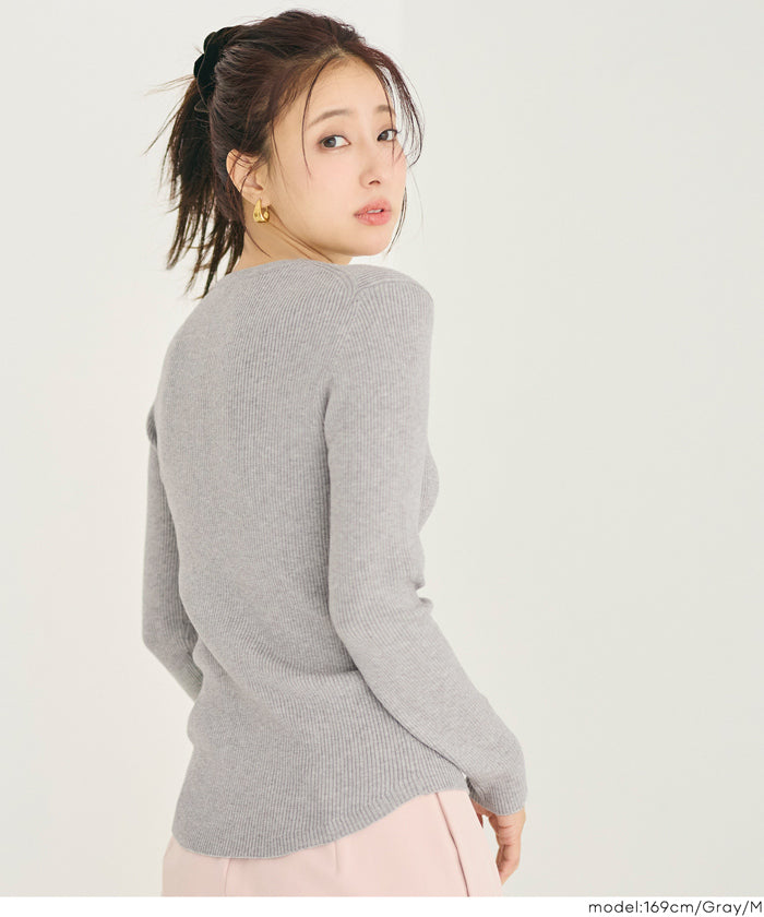 コカ coca 軽量ニット クルーネックラウンドヘム （Black） Black