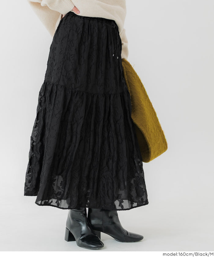 コカ coca ジャカードフラワーギャザースカート （Black） Black