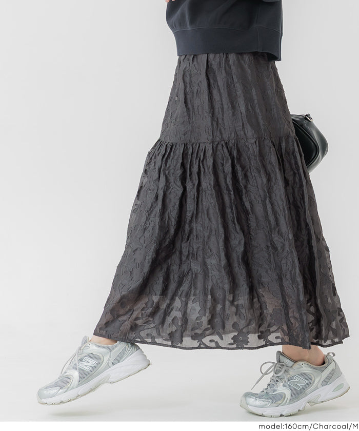 コカ coca ジャカードフラワーギャザースカート （Black） Black