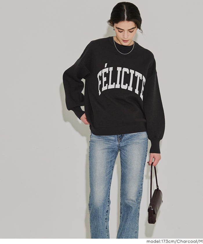 コカ coca スウェットライクニット プリントトップス （Charcoal） Charcoal