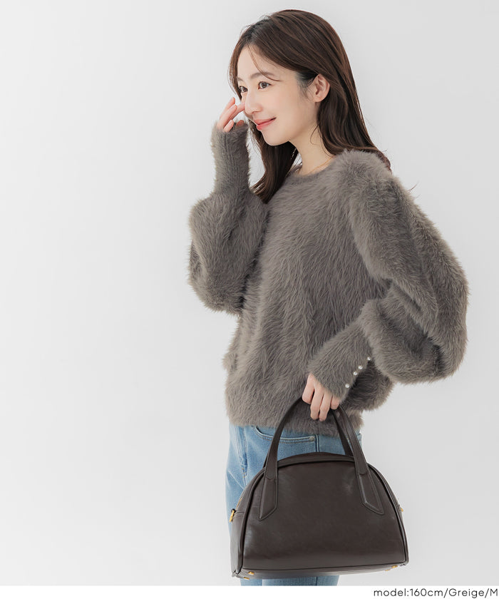 コカ coca 袖パールシャギーニットトップス （Greige） Greige