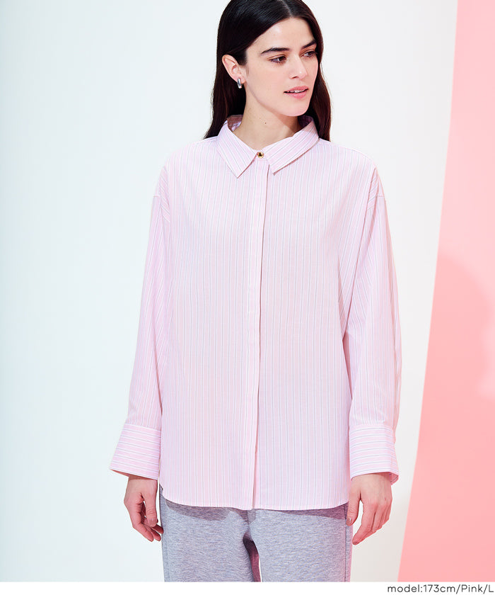 コカ coca ストライプ金釦オーバーサイズシャツ （Pink） Pink