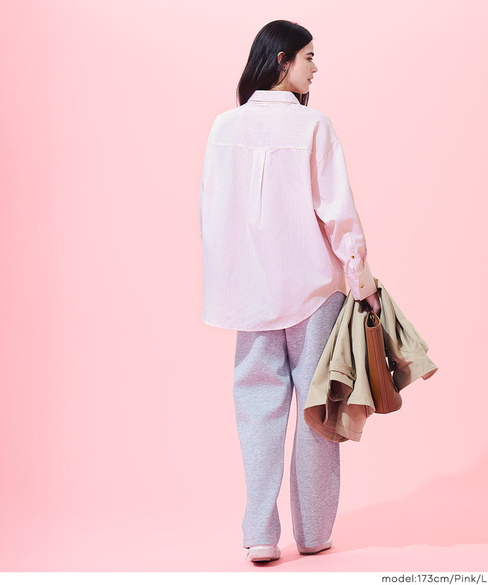 コカ coca ストライプ金釦オーバーサイズシャツ （Pink） Pink