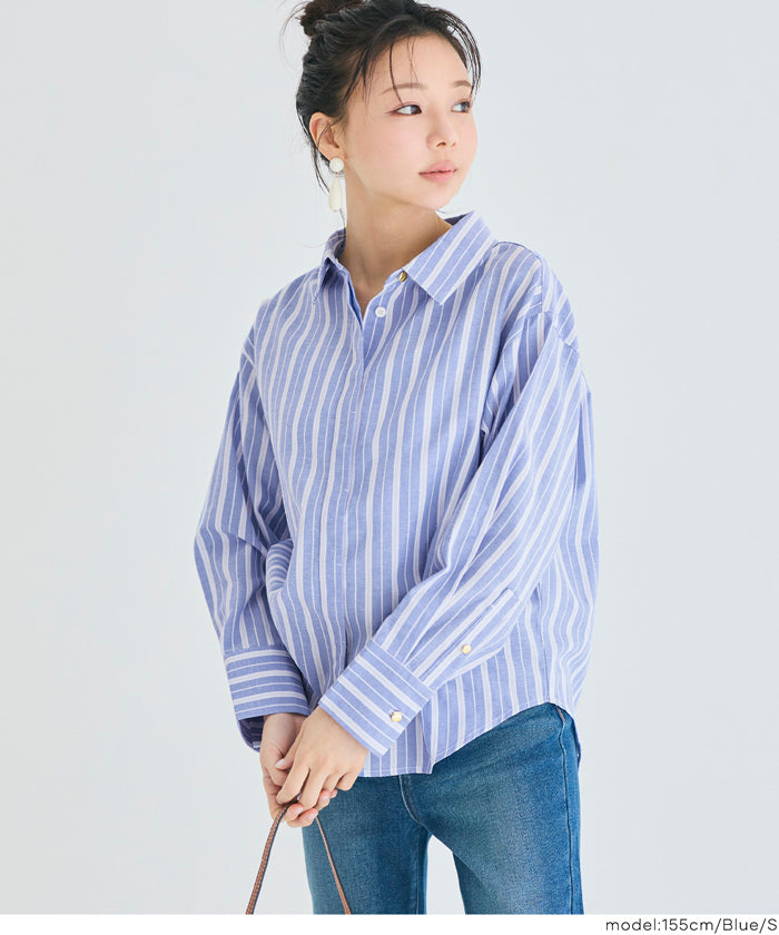 コカ coca ストライプ金釦オーバーサイズシャツ （Pink） Pink