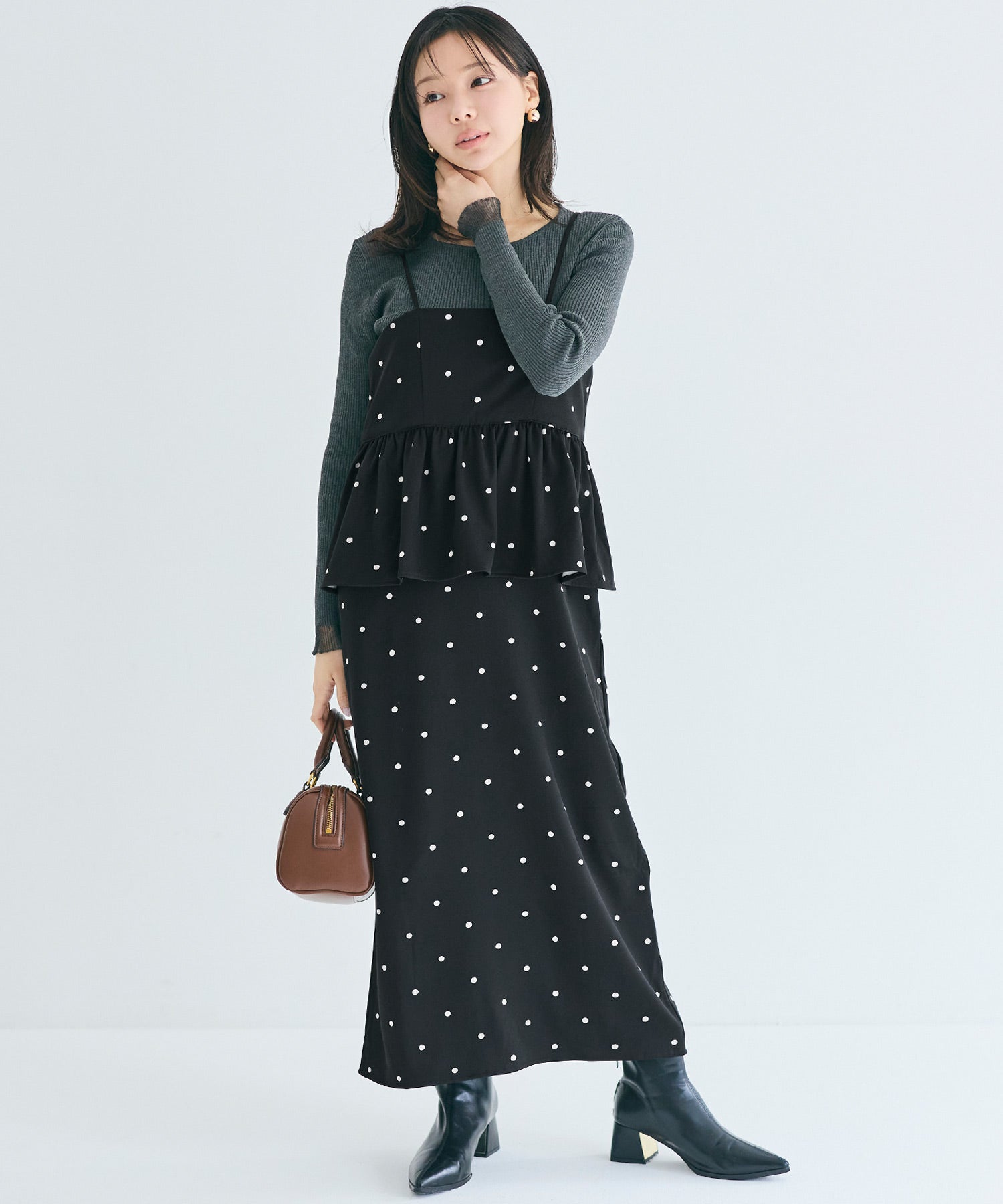 コカ coca ドットペプラムワンピース （Black） Black