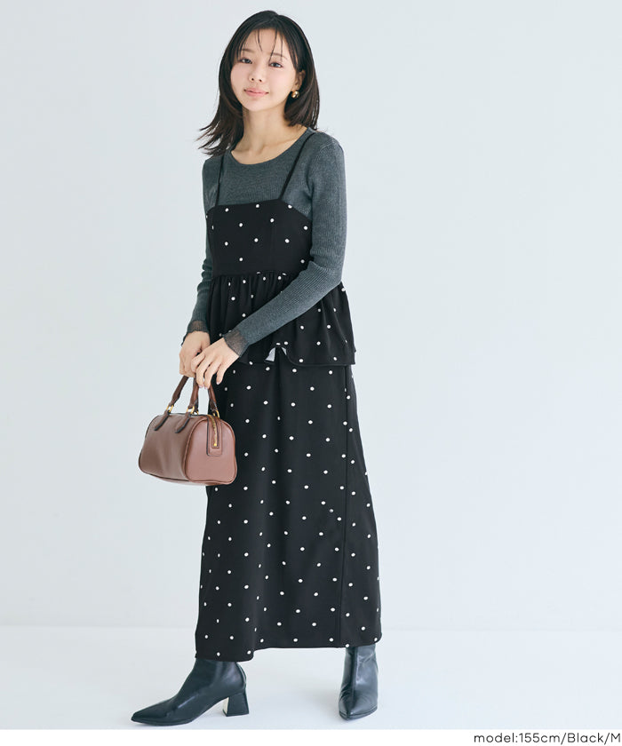 コカ coca ドットペプラムワンピース （Black） Black