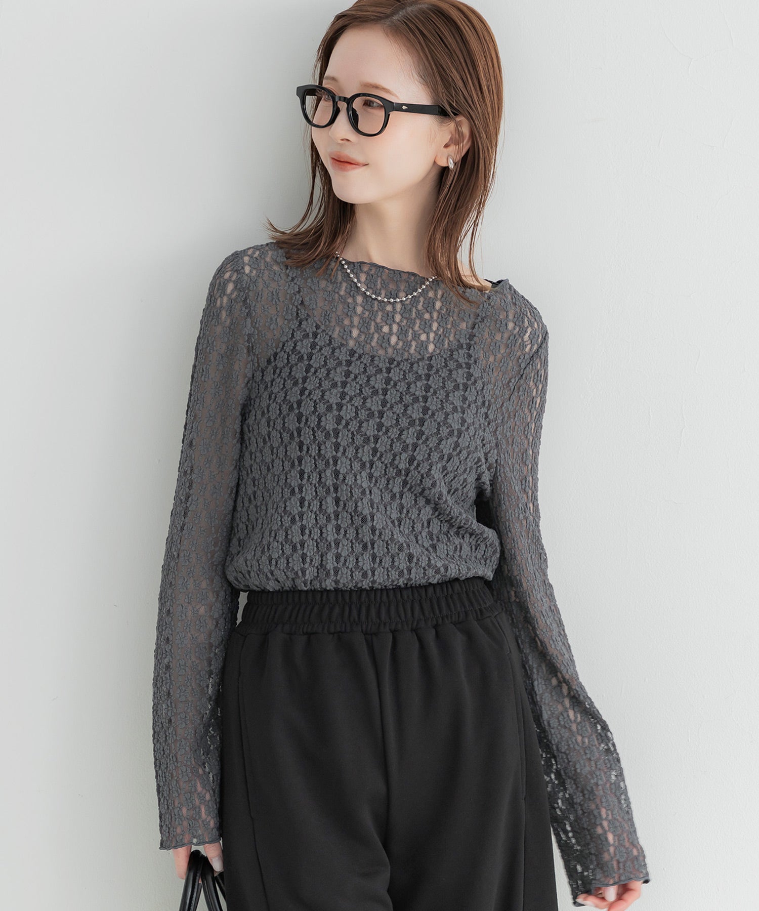 コカ coca ストレッチレーストップス （Charcoal） Charcoal