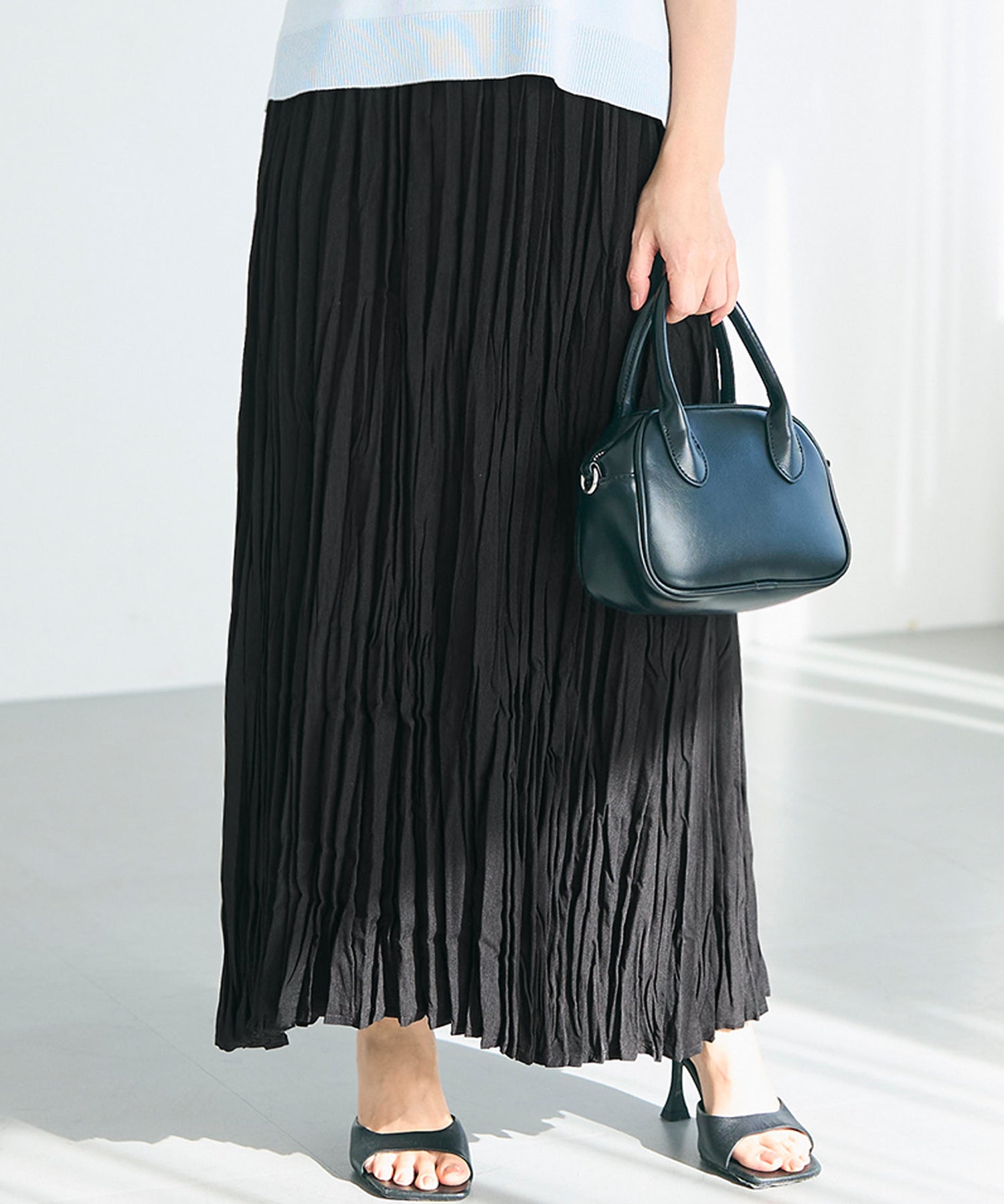 コカ coca ワッシャープリーツスカート （Black） Black