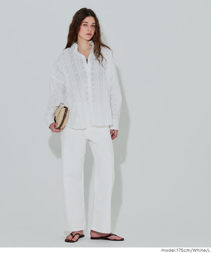 コカ coca ムーヴデニムストレートパンツ （White） White