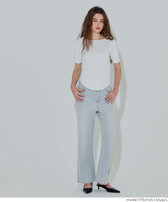コカ coca ムーヴデニムストレートパンツ （White） White