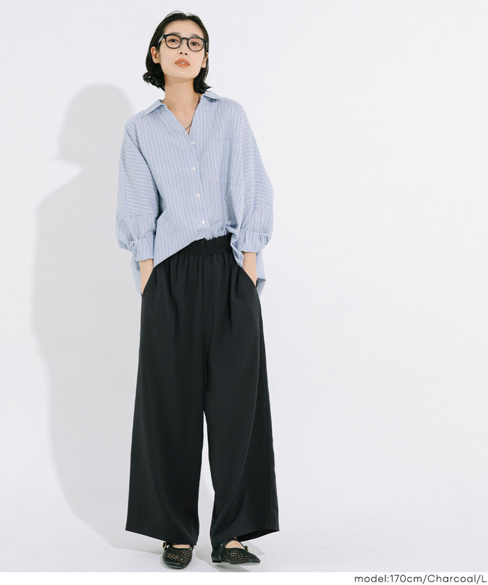 コカ coca ハイウエストストレッチイージーワイドパンツ （Charcoal） Charcoal