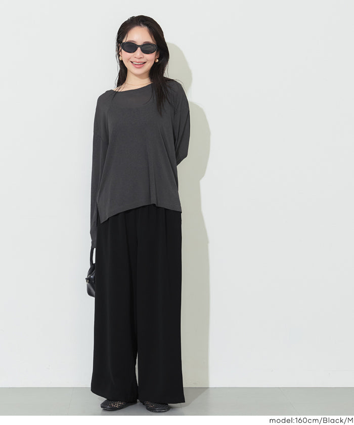 コカ coca ハイウエストストレッチイージーワイドパンツ （Charcoal） Charcoal