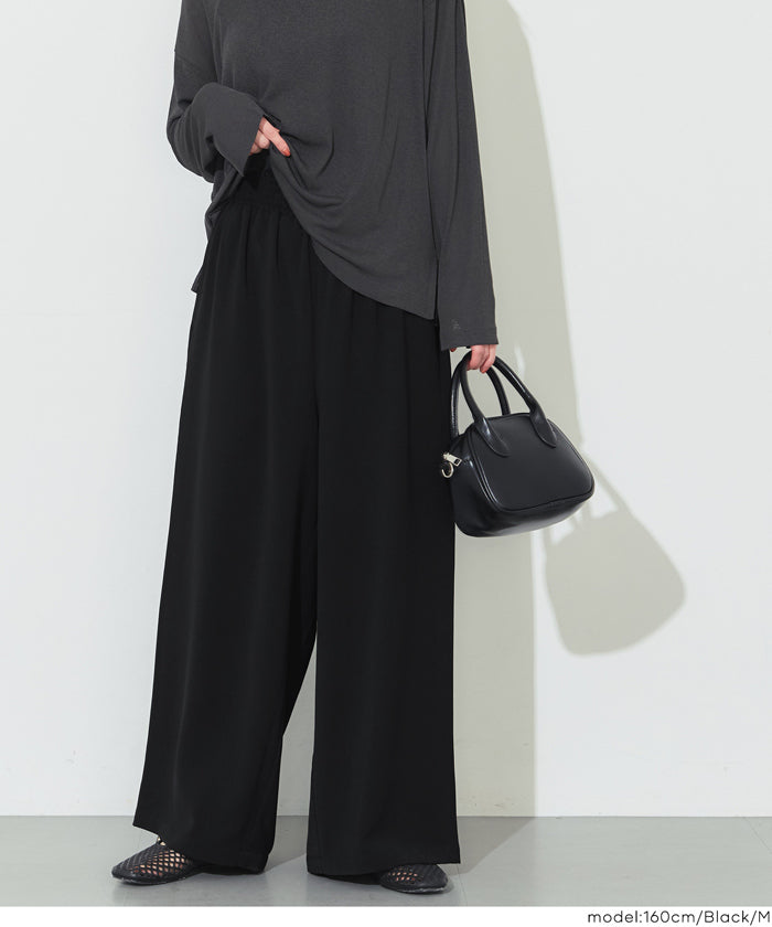 コカ coca ハイウエストストレッチイージーワイドパンツ （Charcoal） Charcoal