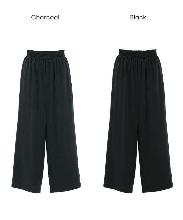コカ coca ハイウエストストレッチイージーワイドパンツ （Charcoal） Charcoal