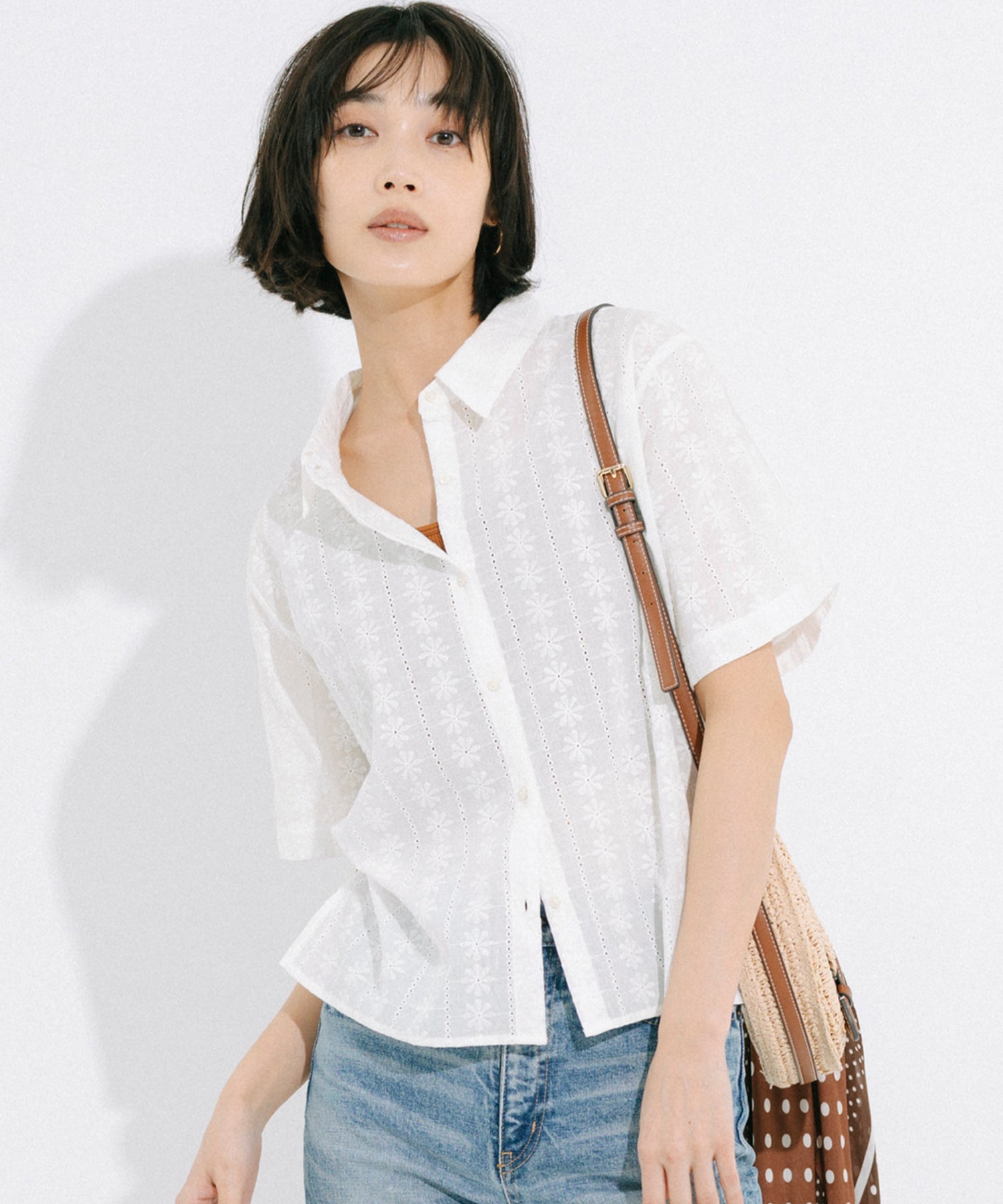 コカ coca レース半袖シャツ （White） White