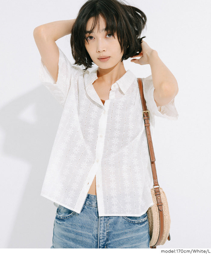コカ coca レース半袖シャツ （White） White