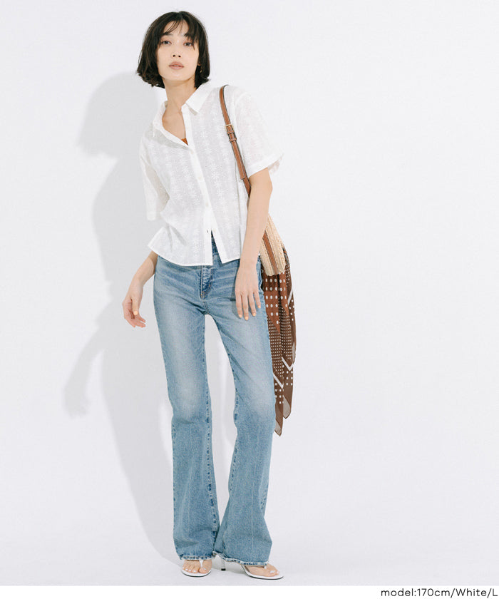 コカ coca レース半袖シャツ （White） White