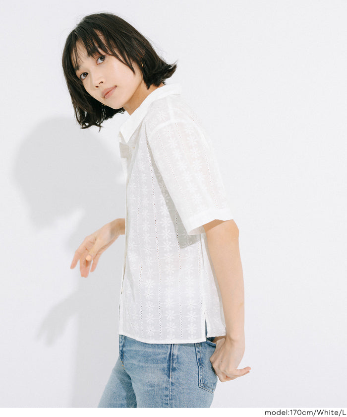 コカ coca レース半袖シャツ （White） White