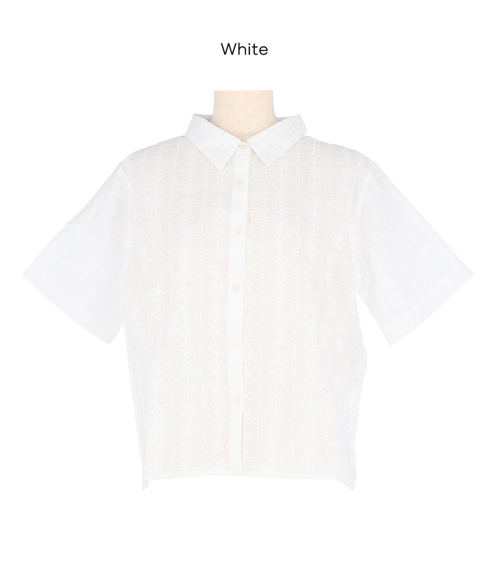 コカ coca レース半袖シャツ （White） White