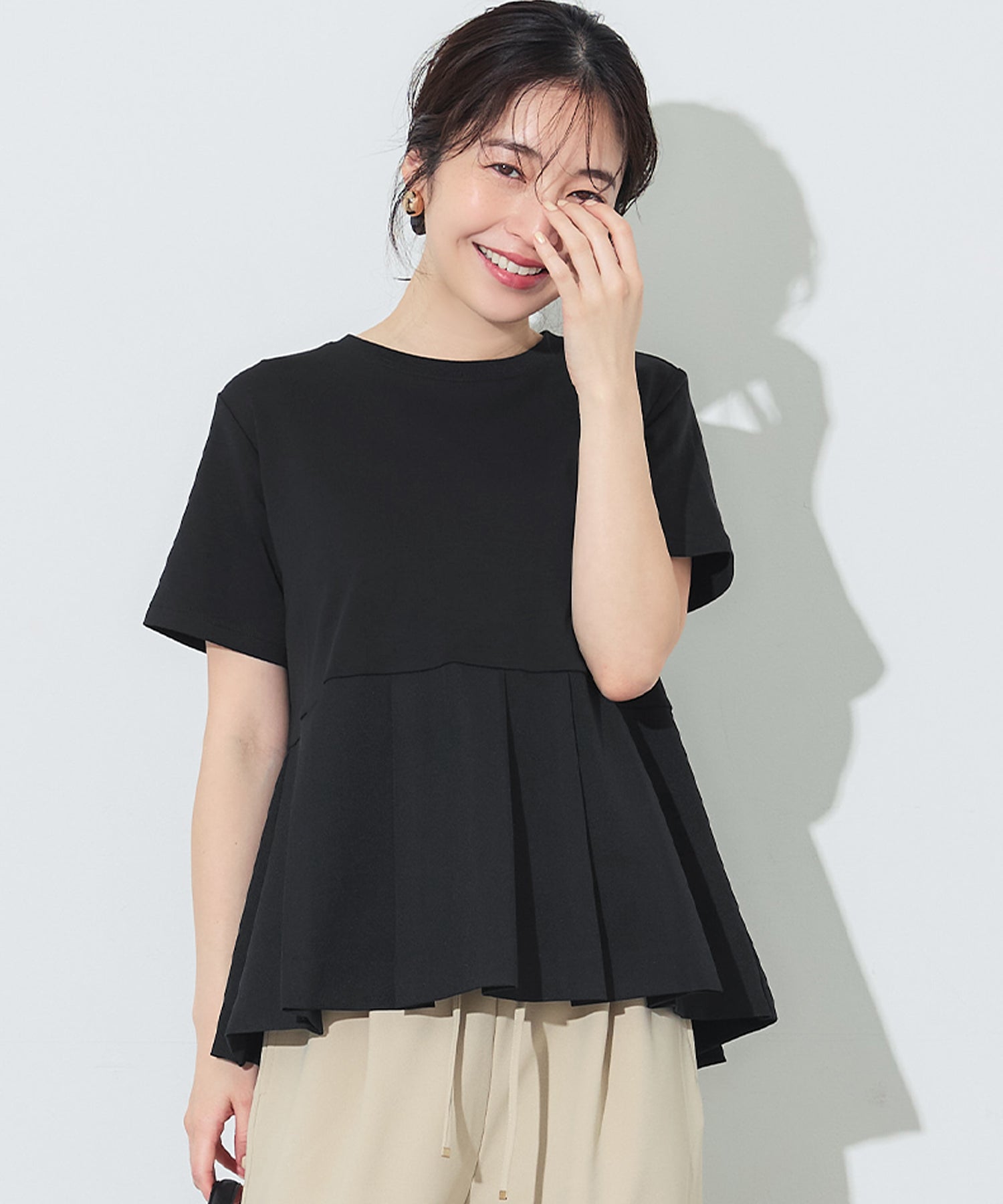 コカ coca タック異素材切替Tシャツ （Black） Black