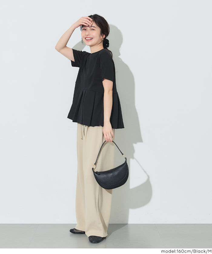 コカ coca タック異素材切替Tシャツ （Black） Black