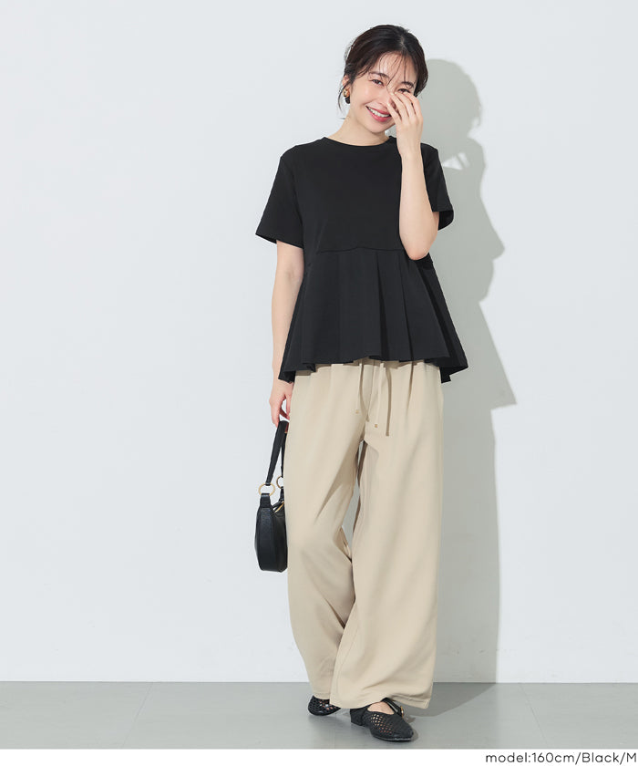 コカ coca タック異素材切替Tシャツ （Black） Black