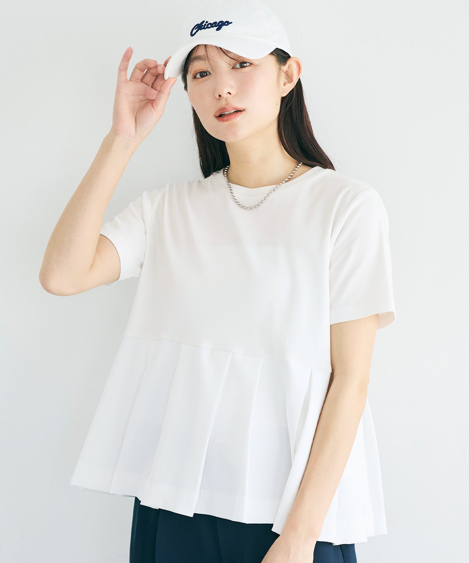 コカ coca タック異素材切替Tシャツ （White） White