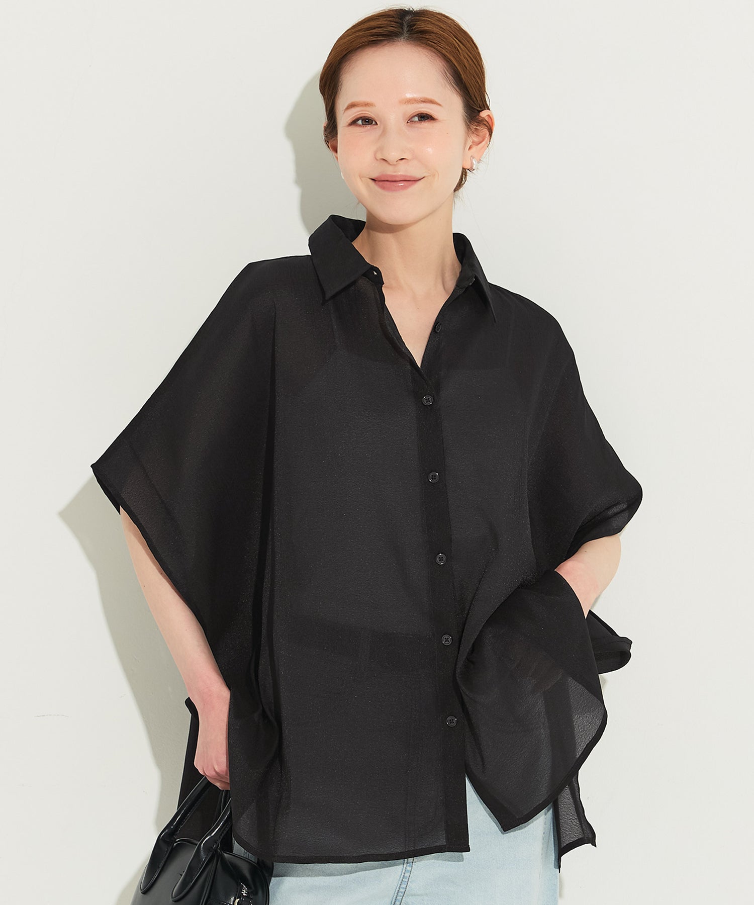 コカ coca オーガンジードルマンシャツ （Black） Black
