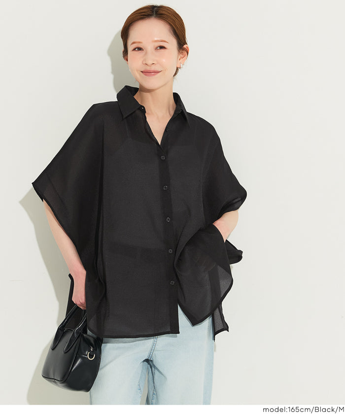 コカ coca オーガンジードルマンシャツ （Black） Black