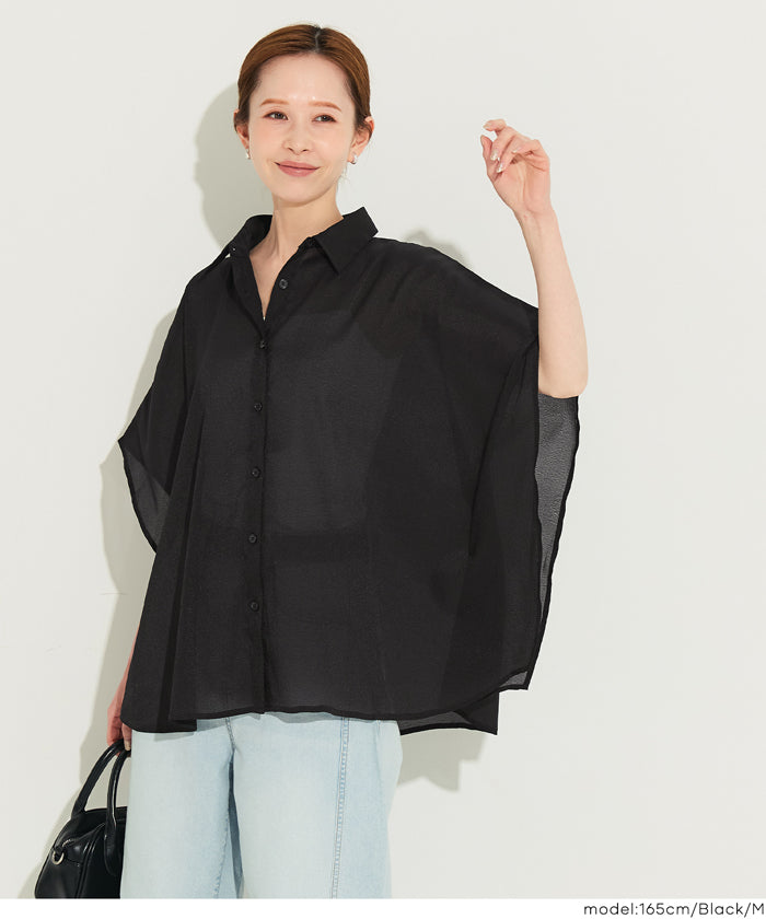 コカ coca オーガンジードルマンシャツ （Black） Black