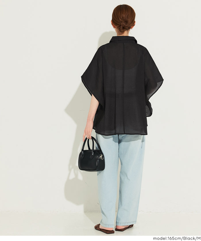 コカ coca オーガンジードルマンシャツ （Black） Black