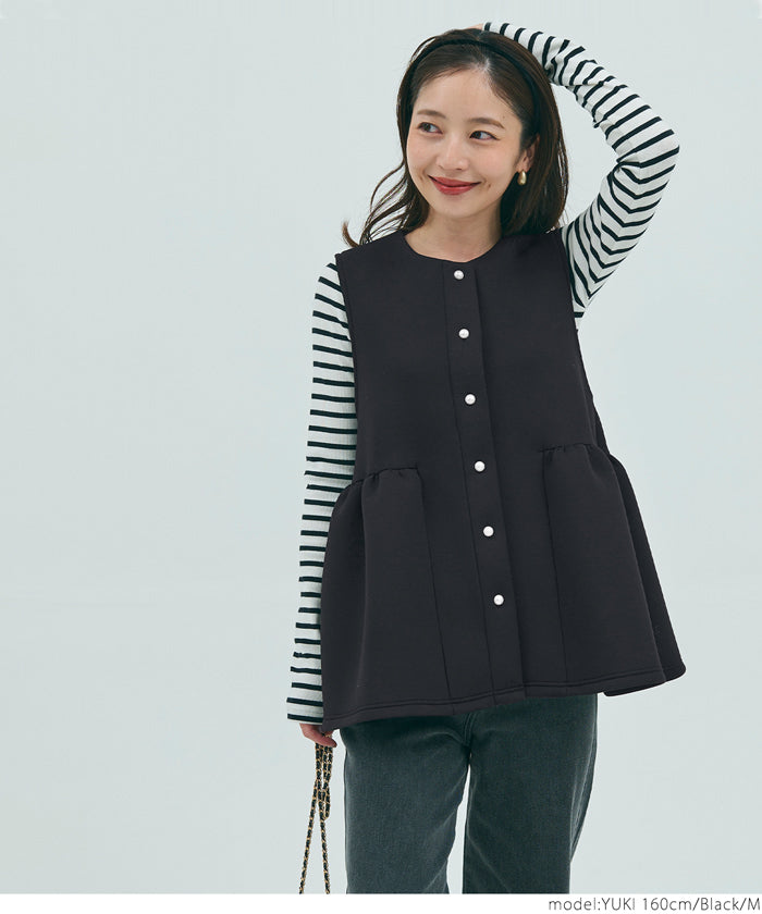 coca Coca cardboard knit pearl button gathered vest
