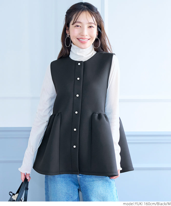 coca Coca cardboard knit pearl button gathered vest