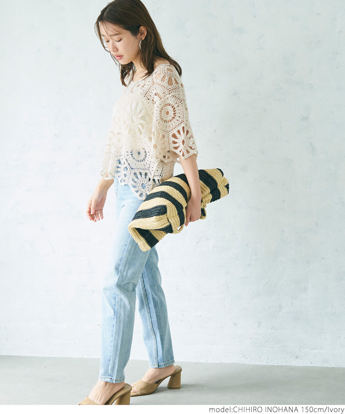 coca crochet frill hem top
