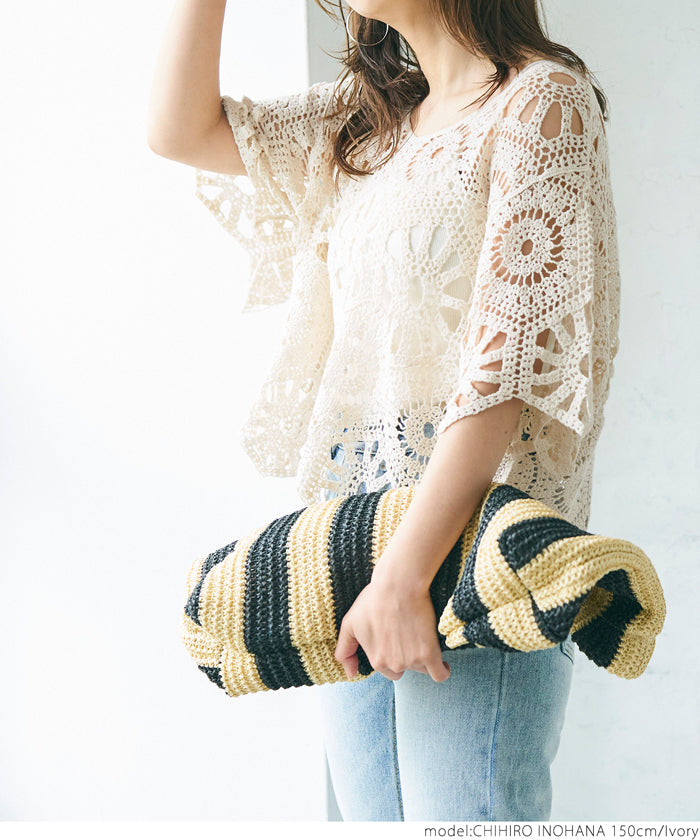 coca crochet frill hem top