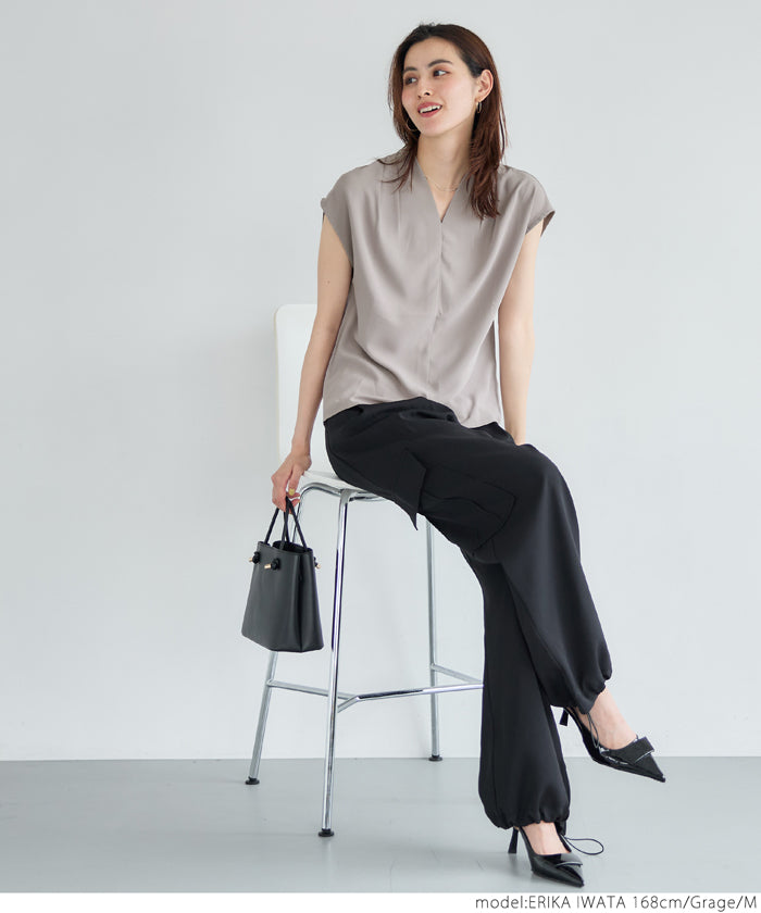 【WEB限定セール】コカ coca とろみVネックブラウス （Khaki） Khaki