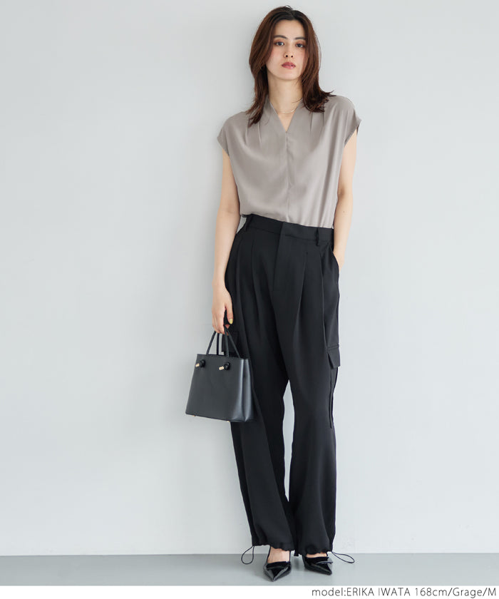 【WEB限定セール】コカ coca とろみVネックブラウス （Khaki） Khaki