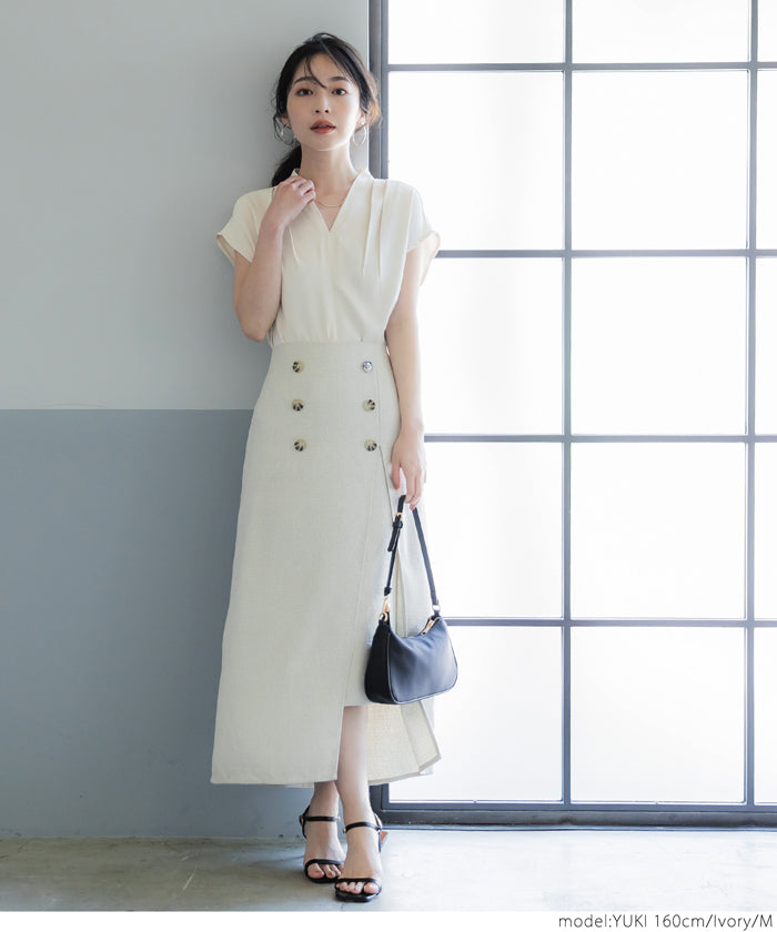 【WEB限定セール】コカ coca とろみVネックブラウス （Khaki） Khaki