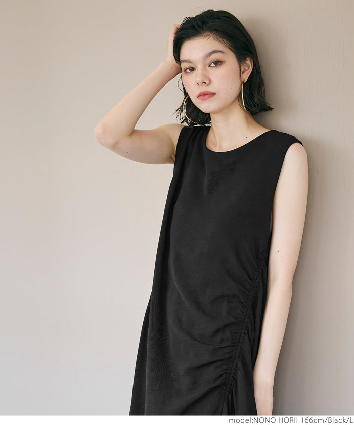 coca Thick Gathered Sleeveless One-Piece Dress