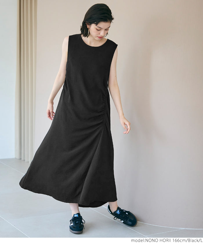 coca Thick Gathered Sleeveless One-Piece Dress