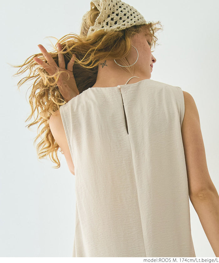 coca Thick Gathered Sleeveless One-Piece Dress