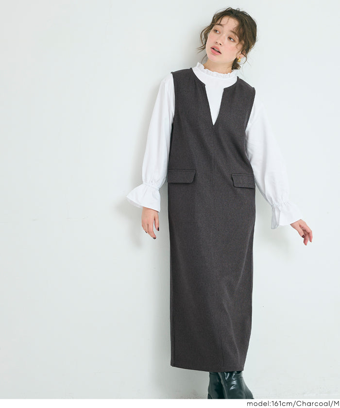 コカ coca ウーリッシュツイルジャンパースカート （Charcoal） Charcoal