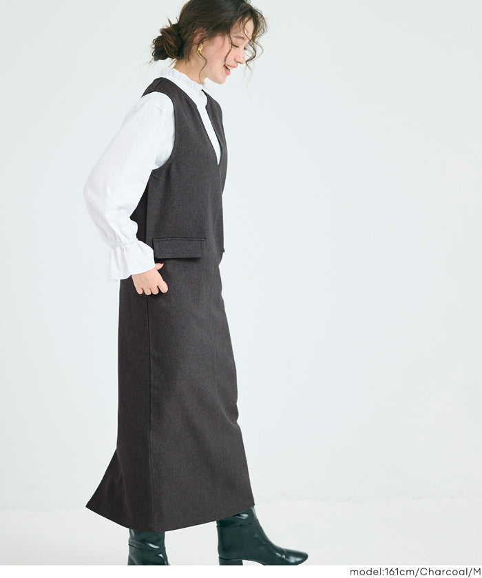 コカ coca ウーリッシュツイルジャンパースカート （Charcoal） Charcoal