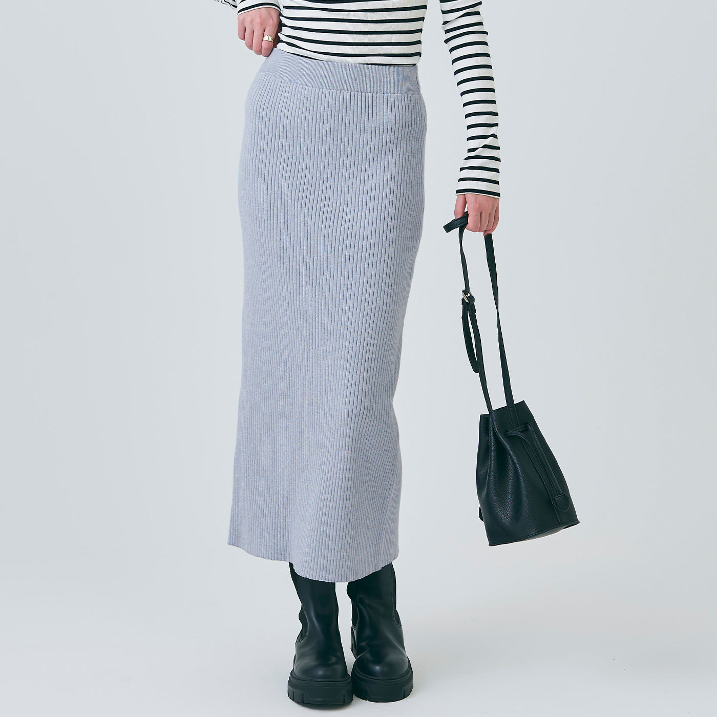 coca coca long rib knit skirt